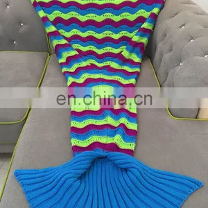 New Popular Fashion All Season Blankets Handmade Knit Mermaid Tail Blanket Wholesale thumbnail-3