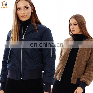 China Manufacturer Sports New Women Black Bomber Jacket Wholesale thumbnail-1