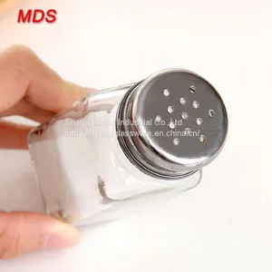 Creative Clear Kitchenware Lead Free Square Salt Glass Jar With Hole thumbnail-1
