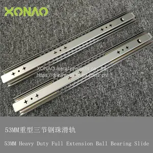 53mm Heavy Duty Full Extension Ball Bearing Slide, 250 LB Load Capacity, Without Quick Releas Clip thumbnail-2