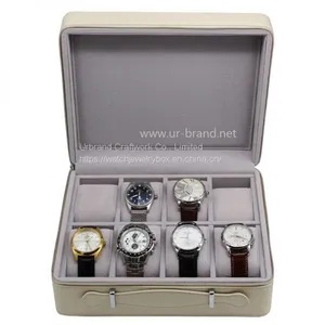 2 Bits 8 Bits 12 Bits PU Leather Watch Zipper Bag Portable Jewelry Storage Box Gift Box thumbnail-3