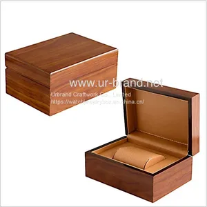 Luxury Glossy Wooden Watches Jewelry Display Storage Packaging Gift Box for Single Watch thumbnail-1