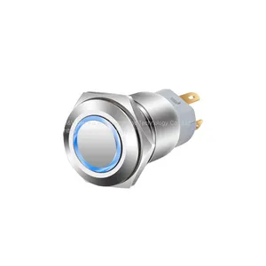 J&V Stainless Steel Metal Self-locking Button Switch 16MM thumbnail-1