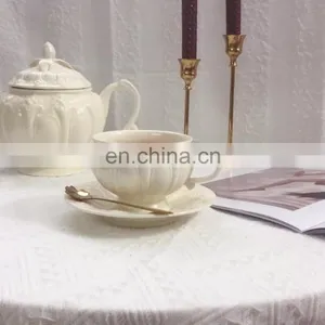English Luxury Embossed European Style Ceramic Porcelain Tea and Coffee Cup Pot Gift Set thumbnail-4