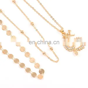 Vintage Chinese Style Zodiac, Animal Purple Crystal Rhinestone Dragon Snake Rose Coin Pendant Multilayer Necklace Earring/ thumbnail-2