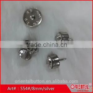 Single Clear Diamond Silver Metal Base Brooch thumbnail-2