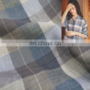 High Quality Linen Color Pure Linen Check Fabric Women's Shirt Fabric Women's Dress Fabric thumbnail-1