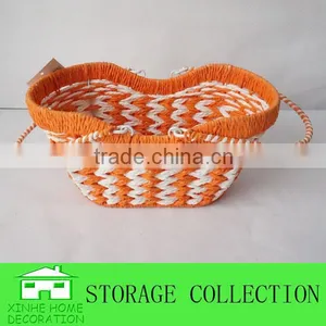 Colorfule Paper Rope Woven Ship Shape Storage Basket With Handle thumbnail-1