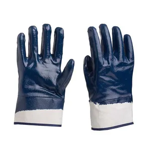 Oil and Gas Resistant Cotton Jersey Liner Safety Cuff Nitrile Rubber Coated Heavy Duty Industrial Rubber Gloves thumbnail-4