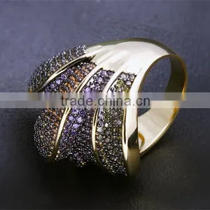 Gorgeous Chunky Party Look Color Cubic Zirconia 18K Gold Plated Deluxe Jewelry Ring thumbnail-6