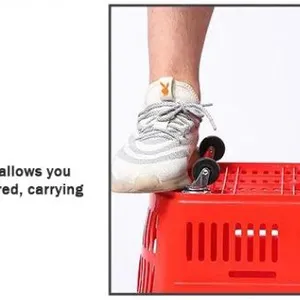 Plastic Supermarket Shopping Basket With Telescopic Handle With Wheels Plastic Crate thumbnail-4