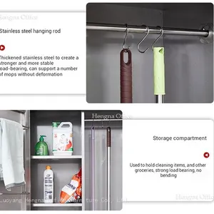 Heavy-Duty Janitor Cabinet — 201 Stainless Steel, 20×16×71 In, Lockable, Reinforced Shelves thumbnail-4