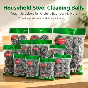 Single Sealed Portable Steel Scrub Household Kitchen Cleaning Scrubber Ball thumbnail-1