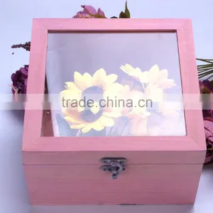 Square Shape Wooden Box Eternal Life Flowers Gift Box for Sale thumbnail-6