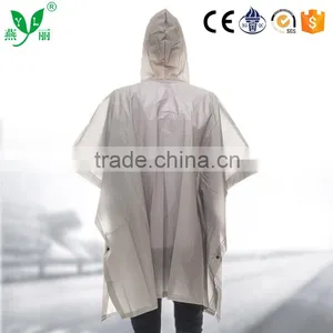 YANLI High Quality Fashion Plastic Silver Poncho Raincoat for Adult thumbnail-3