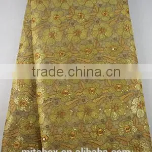 New Arrive African High Quality Organza Lace Fabric With Sequins OG0180gold thumbnail-1