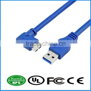 USB3.0 Cable AM To MicroB 90 Degree Data Cable Right Angle Plug Charging Cable thumbnail-1