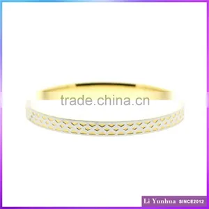 Simple Round Engraved Gold Plated Stainless Steel Bangle thumbnail-1