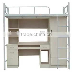 School Furniture Dormitory Steel Bunk Bed With Computer Desk and Cabinet thumbnail-1