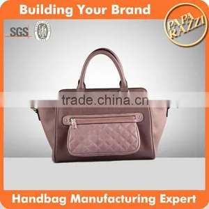 2840-2015 Quilted Two Tones Custom Tote Handbag Wholesale China thumbnail-1