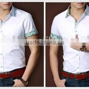 Custom Young Mens Slim Roll up Short Sleeve Shirt thumbnail-5