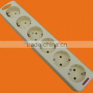 Europe Style 6 Way Extension Power Socket With Grounding (E5006E) thumbnail-1