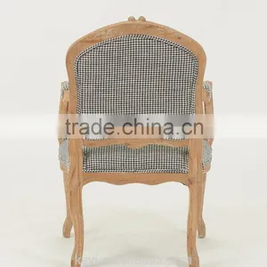 Upholstered Hand Carved Fancy Retro Style Living Room Chair/Vintage French Style Wood Armchair (CH-923-Oak ) thumbnail-3