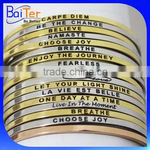 Custom Personalized Word Quote Cuff Stainless Steel Memorial Bracelets thumbnail-4
