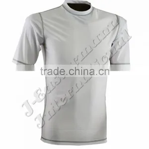 White Short Sleeve Compression Shirt - Short Sleeve Compression Top - Short Sleeve Rash Guard thumbnail-1