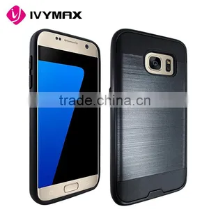 IVYMAX 2016 Hot Selling Brushed Metal Texture Black Hybrid Case Cover For Glaxy S7 G930 G930FD thumbnail-2