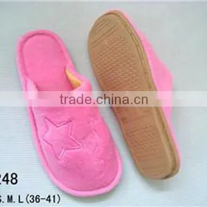 Girls PVC Outsole Warm Upper Bathrooom Slippers Indoor Flat Cotton Fabric Ladies Bathroom Slippers thumbnail-1