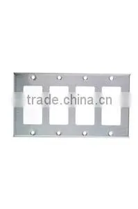 4 GANG Decorative Switch and Duplex Receptacle Wall Plate Stainless Steel thumbnail-1