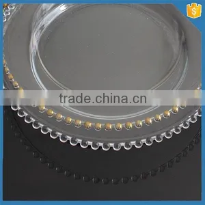 LXHY-P007 Wholesale Rimmed Clear Glass Beaded Charger Plate Quality Choice thumbnail-4