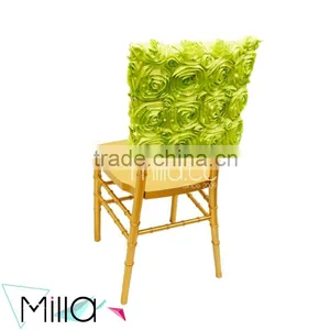 Wedding Embroidered Satin Rosette Square Top Chair Cap Covers Quality Choice thumbnail-4