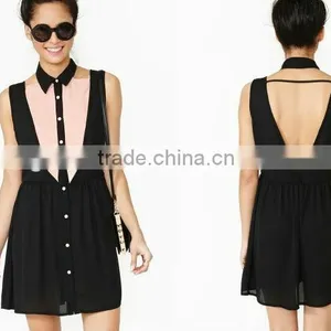 New Model Front Placket Casual Dresses With Back Deep V Neck thumbnail-1
