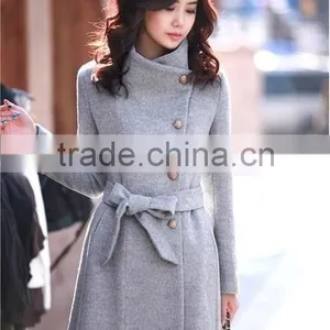 Fashion Trench Coats Women Trench Coat for Woman Wear Casual Woolen Slim Side Pocket Button Sash Women Fashion Winter Coats thumbnail-6