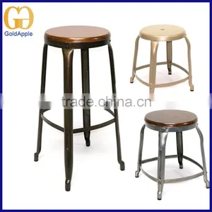 Competitive Price Industrial Metal Bar Stool Vintage Stackable Counter Stool Bar Furniture For Sale thumbnail-1