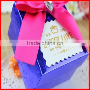 Blue Small Square Colorful Printing Craft Custom Ring Box With Ribborn Wholesale thumbnail-4