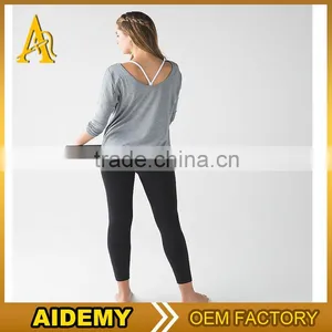 Skin Tight Compression Quick Dry Lady Green Blue Fitness Sport Yoga Long Sleeve Spandex Clothing Shirt thumbnail-4