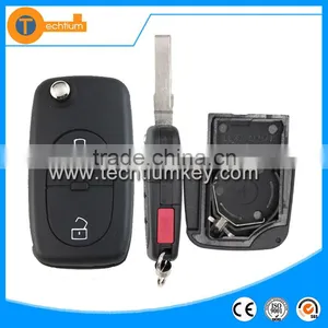 2 Button Folding Key Blank Case Fob With Panic and Logo Flip Car Remote Key Cover Case for vw Jetta Bora Polo Passat 3 4 5 6 thumbnail-1