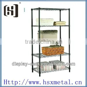 Newest Chrome 5 Plated Wire Grid Shelving Display Rack HSX-428 Standing Storage Shelf thumbnail-1