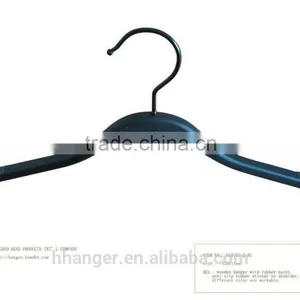 Head Laminated Urltra Thin Hangers in Black for Wholesale Logo Printed Workable Flat Body Wood Top Jacket Hangers thumbnail-1