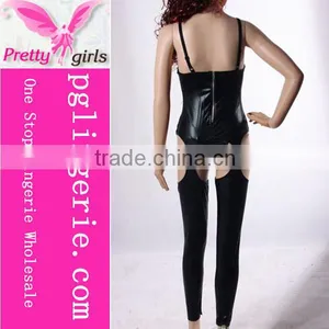 TOP Quantity Faux Leather Lingerie Zipper Jumpsuit thumbnail-6