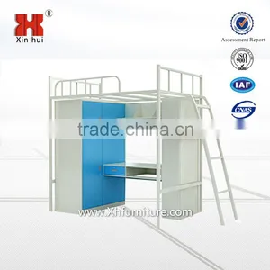 School Furniture Dormitory Steel Bunk Bed With Computer Desk and Wardrobe thumbnail-2