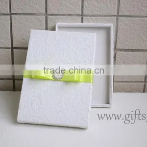 Excellent Lace Fabric Covered Wedding Invitation Boxes With Pearl thumbnail-6