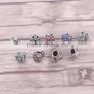 Metal Alloy Crystal Big Hole Charms Flower Beads Fits Bracelets & Bangle Necklace Accessories thumbnail-1