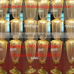 Latest Gold Crystal Beaded Pillar , Crystal Vases for Wedding Centerpieces thumbnail-1