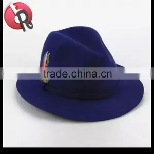 Custom Wool Felt Men Blue Trilby Fedora Hat thumbnail-1