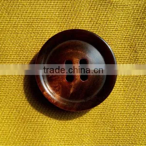 4 Holes 36L(23MM) Real Dye Brown Color Buffalo Horn Button for Suit Coat With Rim thumbnail-1