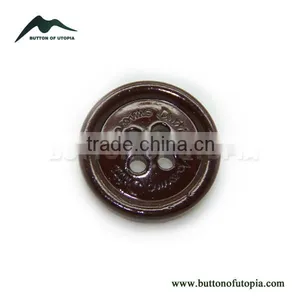 High End Natural Painted Coffee Brown 4 Holes Real Bone Suit Jacket Coat Sweater Buttons With Logo Engraved on thumbnail-1